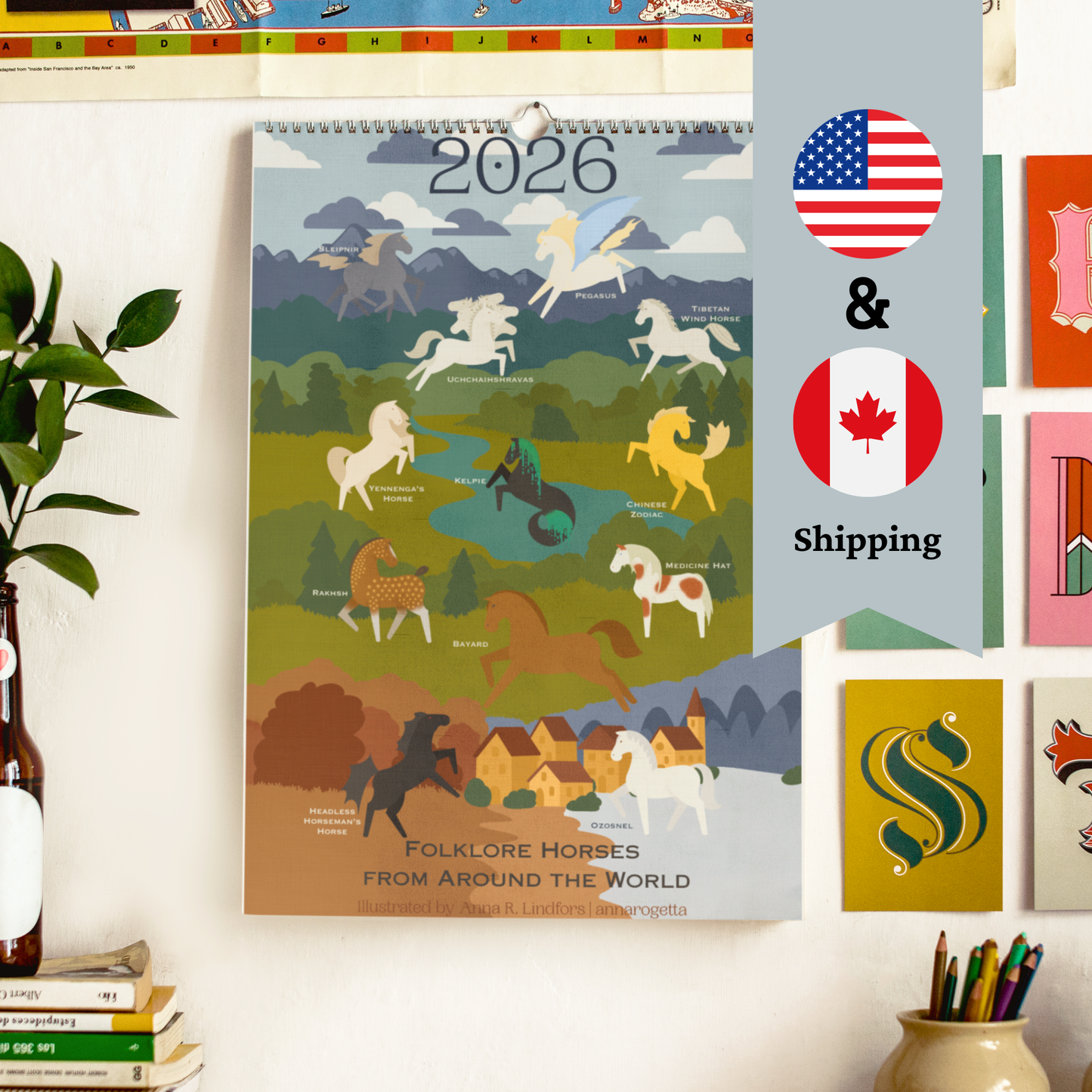 Folklore Horses from Around the World 1st Edition | 12 Month Wall calendars 2026 (US & Canada)